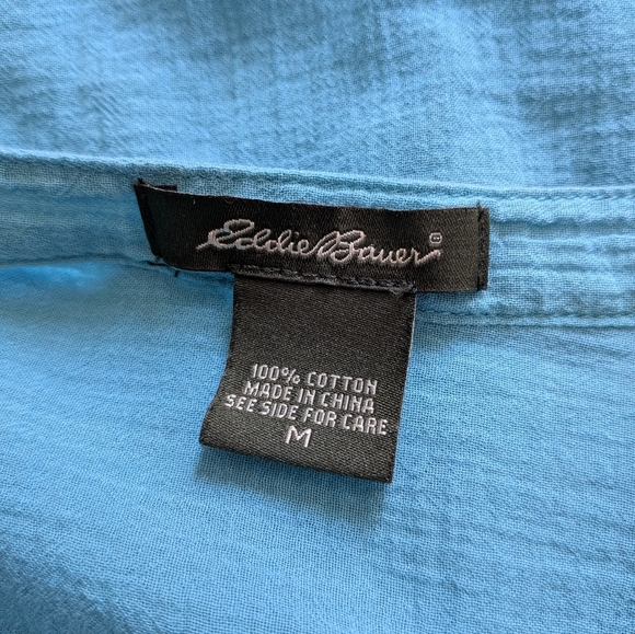 Eddie Bauer Turquoise Blue Blouse Women's Medium - Picture 4 of 9